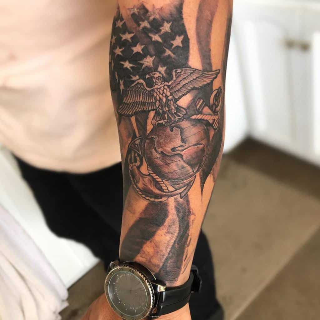 American Flag Forearm Sleeve Tattoo twon_turner