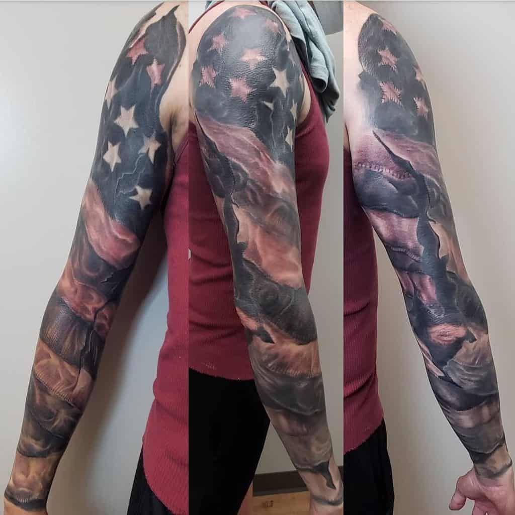 American Flag Full Sleeve Tattoo crk_tattoos