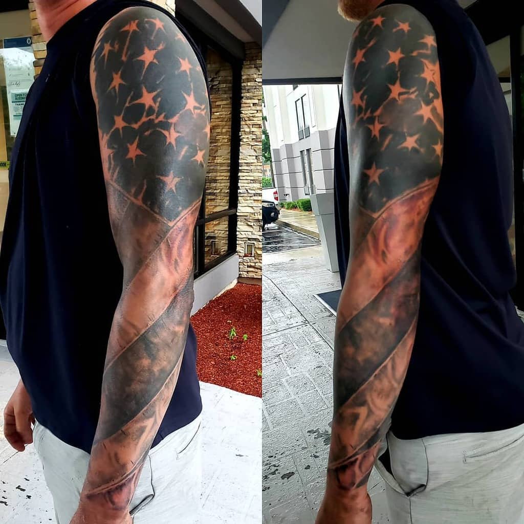 American Flag Full Sleeve Tattoo jason_ectattoo2