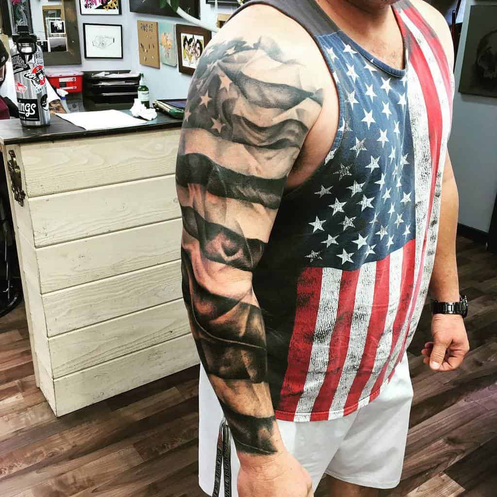 American Flag Full Sleeve Tattoo lucky_bd_tattoos