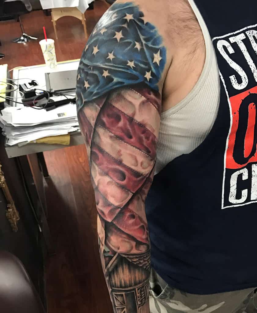 American Flag Full Sleeve Tattoo tattoosbyjag_