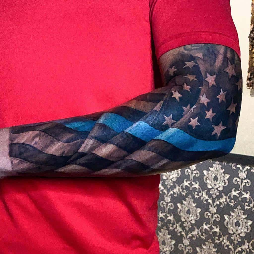 American Flag Half Sleeve Tattoo alexgetink