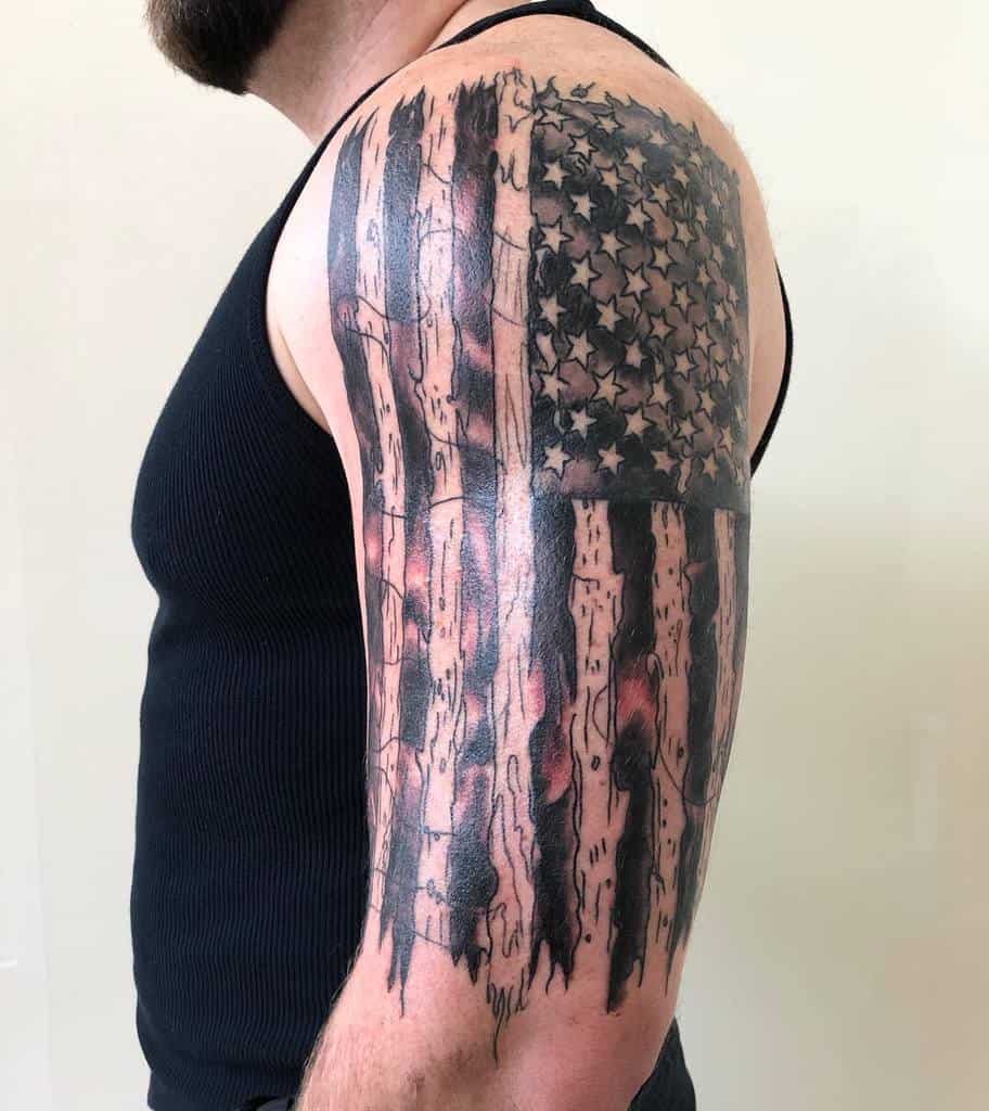 American Flag Half Sleeve Tattoo badzenresidue