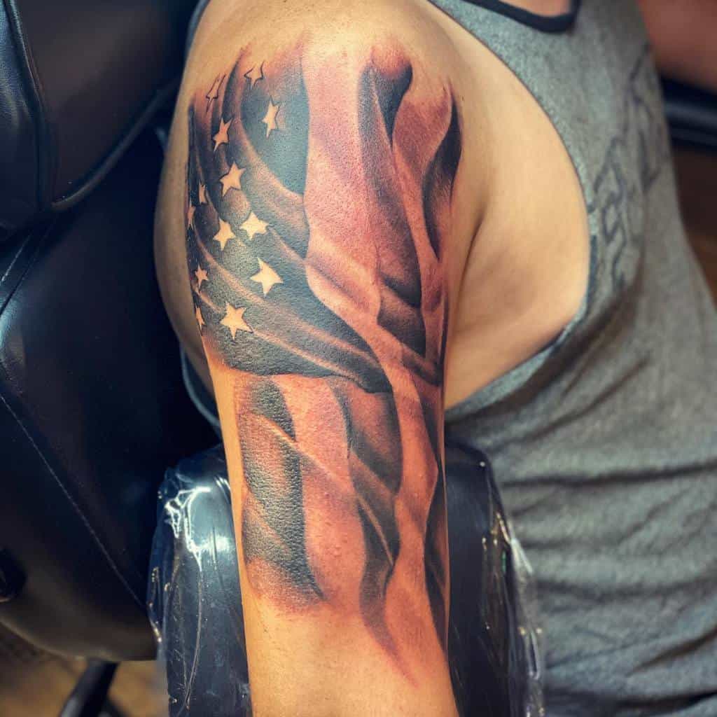 American Flag Half Sleeve Tattoo mountainsidetattoo