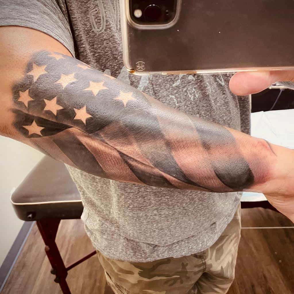 American Flag Half Sleeve Tattoo peter.d.jones