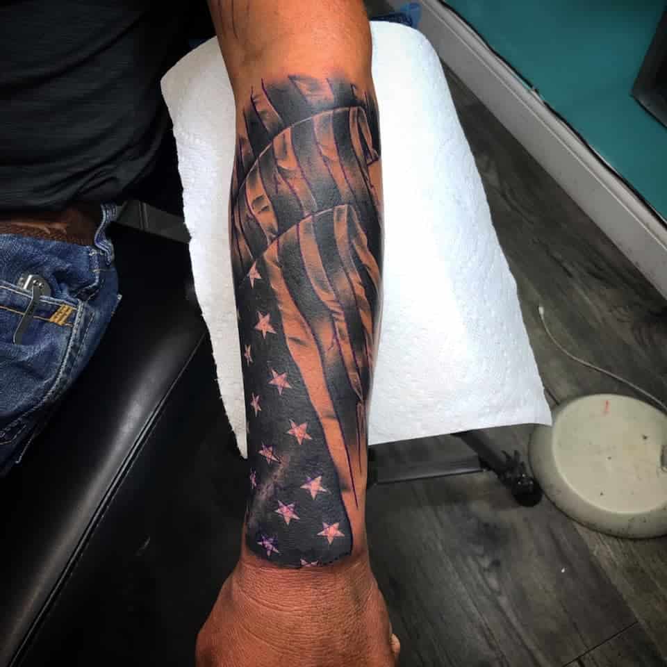 American Flag Half Sleeve Tattoo thames_tattoos