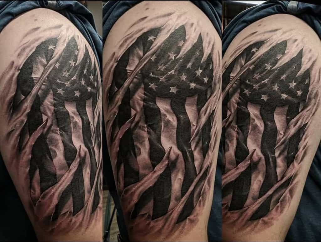 American Flag Upperarm Sleeve Tattoo mike.tanis