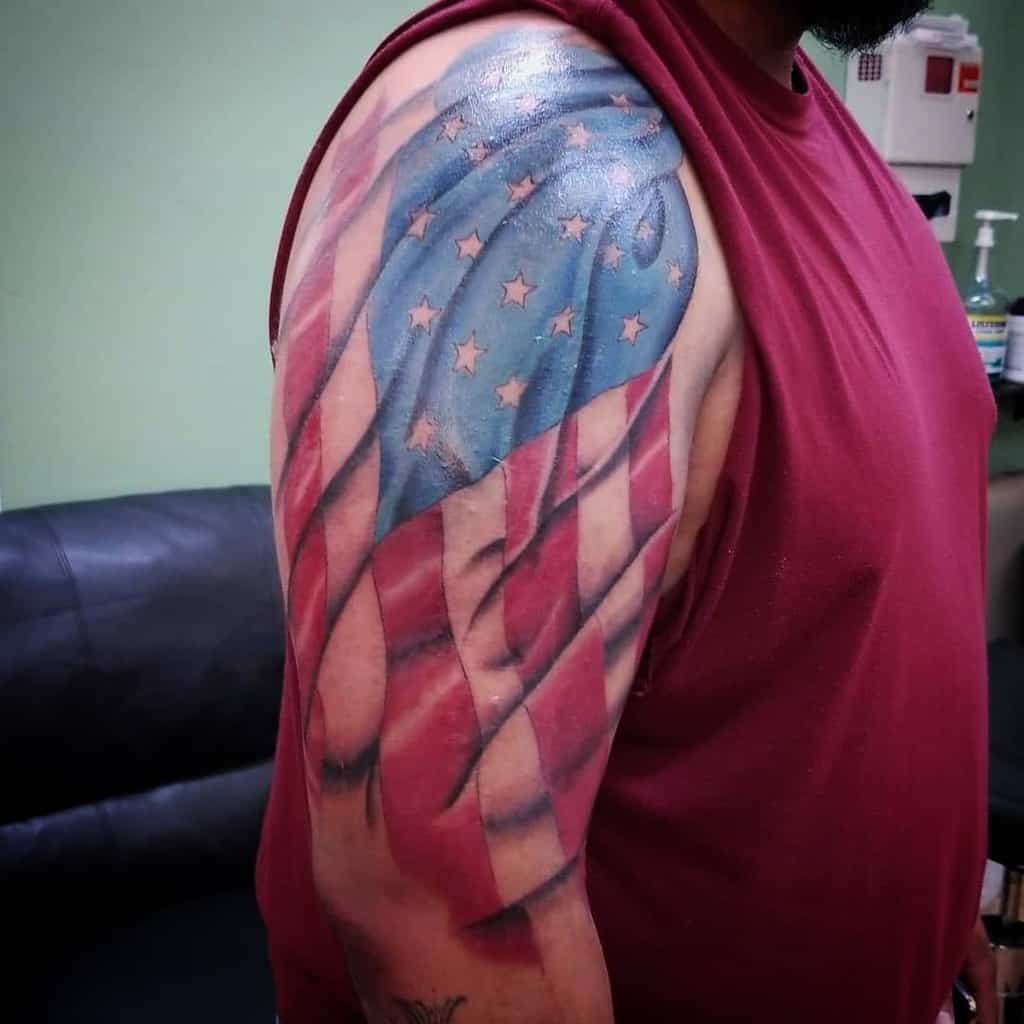 American Flag Upperarm Sleeve Tattoo philshamrock