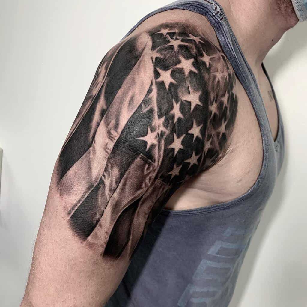 American Flag Upperarm Sleeve Tattoo rickytatt