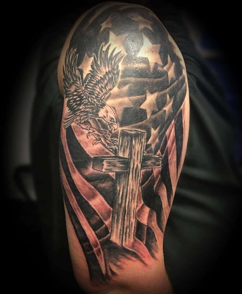 American Flag With Eagle Sleeve Tattoo eklunk