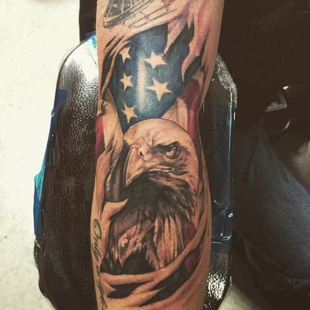 American Flag With Eagle Sleeve Tattoo joevillalpando