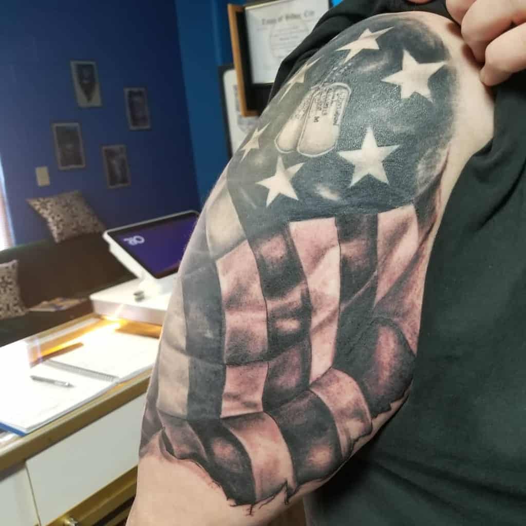 American Military Flag Sleeve Tattoo brenthunt76tattoos