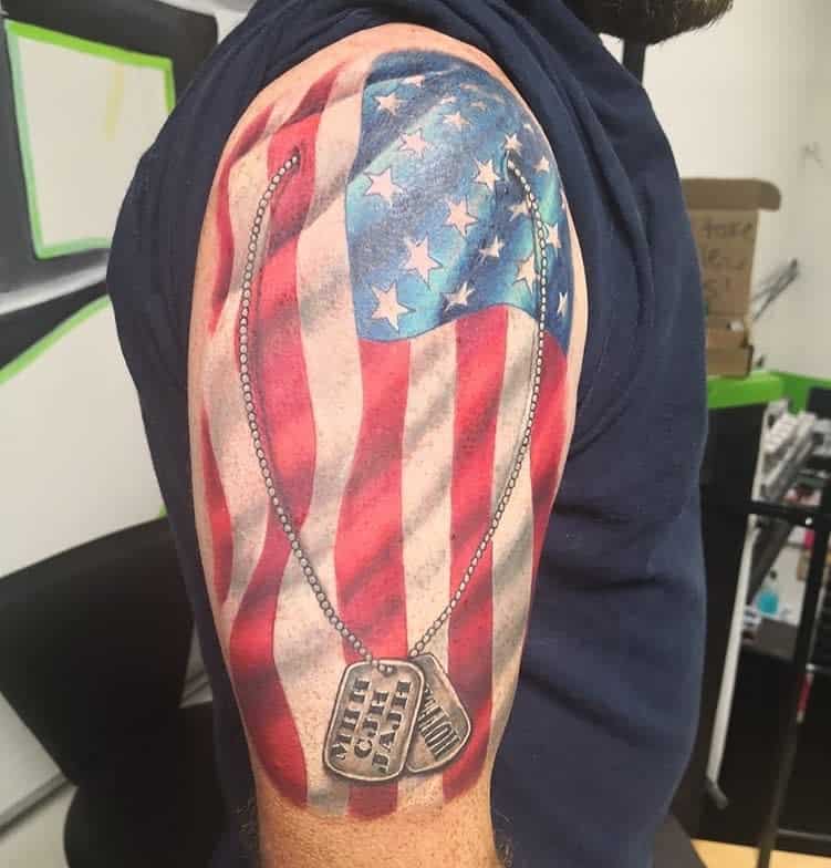American Military Flag Sleeve Tattoo djacktattoo