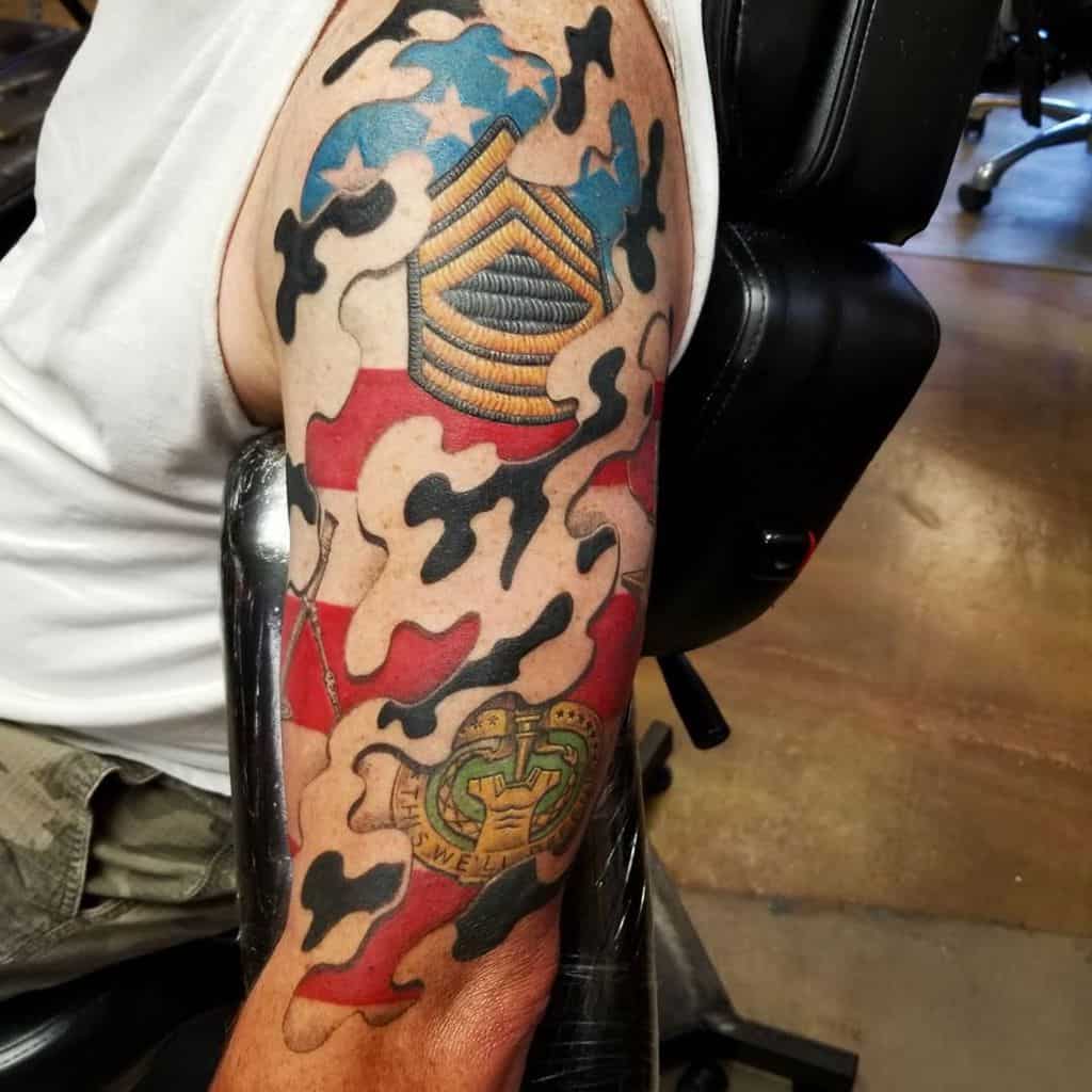 American Military Flag Sleeve Tattoo ripley_tattoo