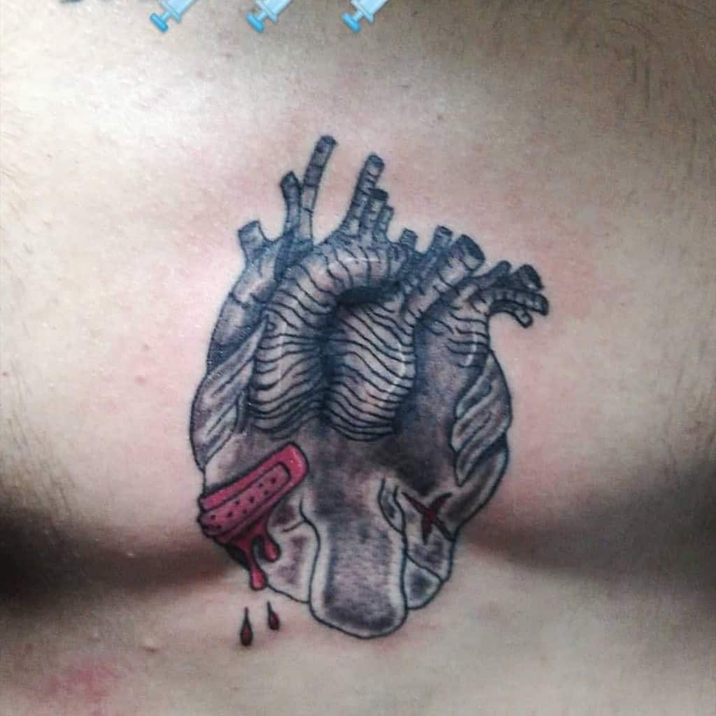 Anatomical Bleeding Heart Tattoo delgado_tattoo