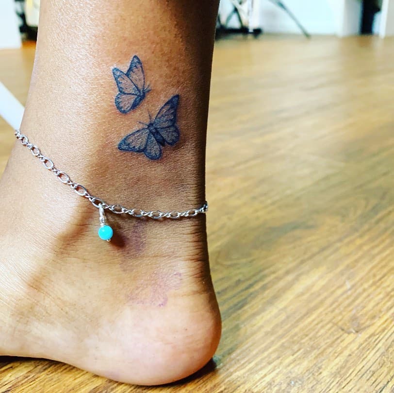 Ankle Blue Butterfly Tattoos tinytatsatx