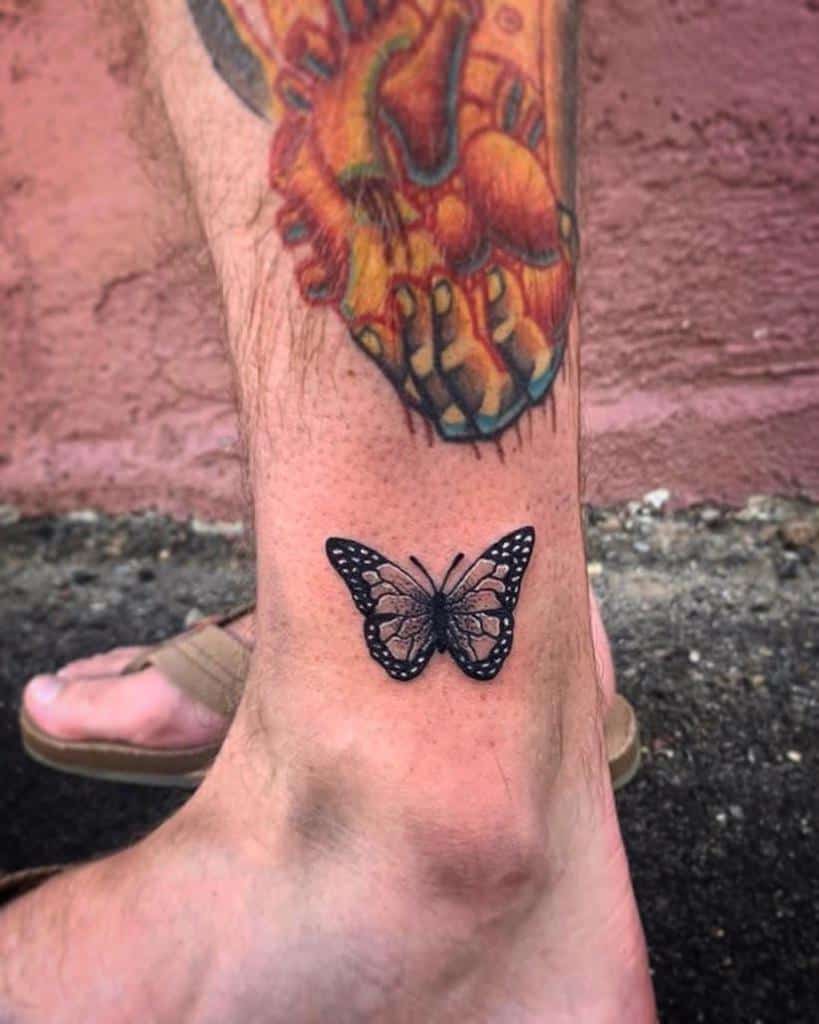 Ankle Monarch Butterfly Tattoo bkuhltattoos