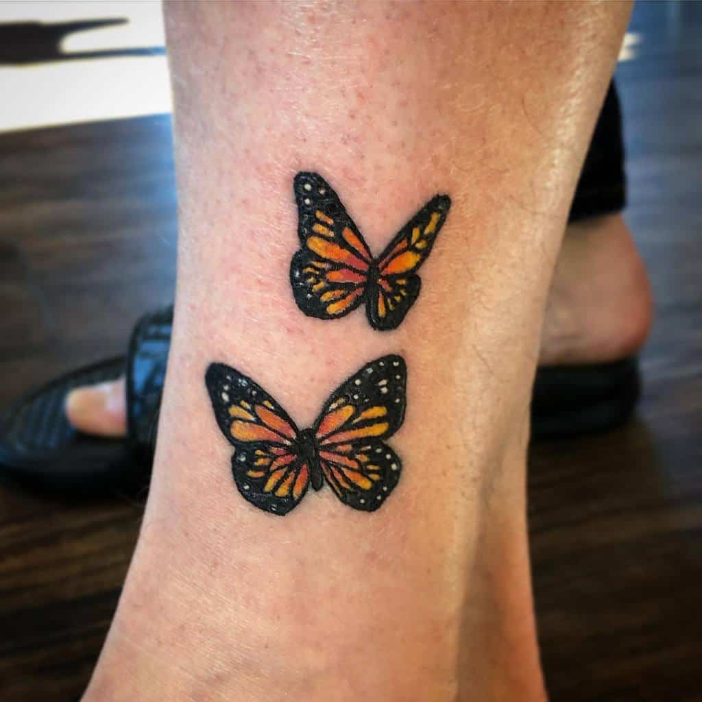 Ankle Monarch Butterfly Tattoo kittenbytes