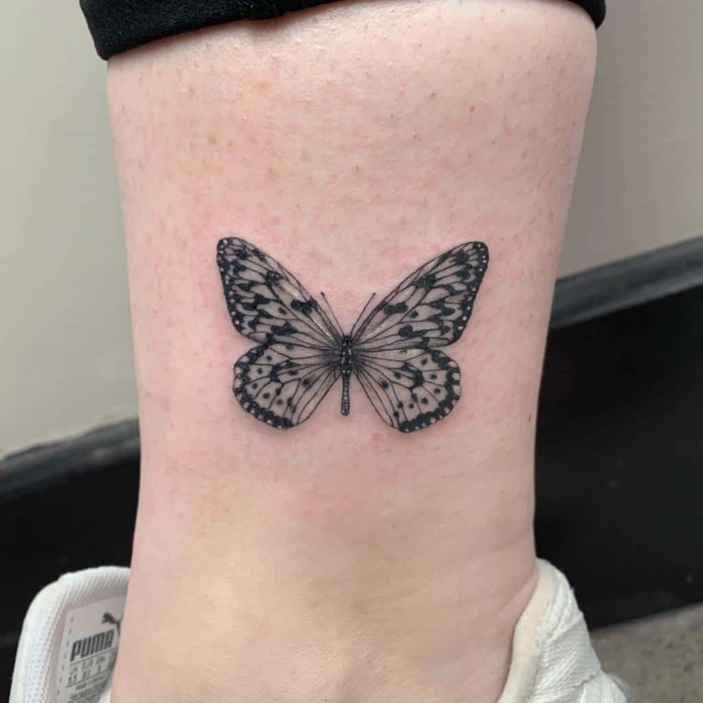 Ankle Monarch Butterfly Tattoo lozzarachtattooer