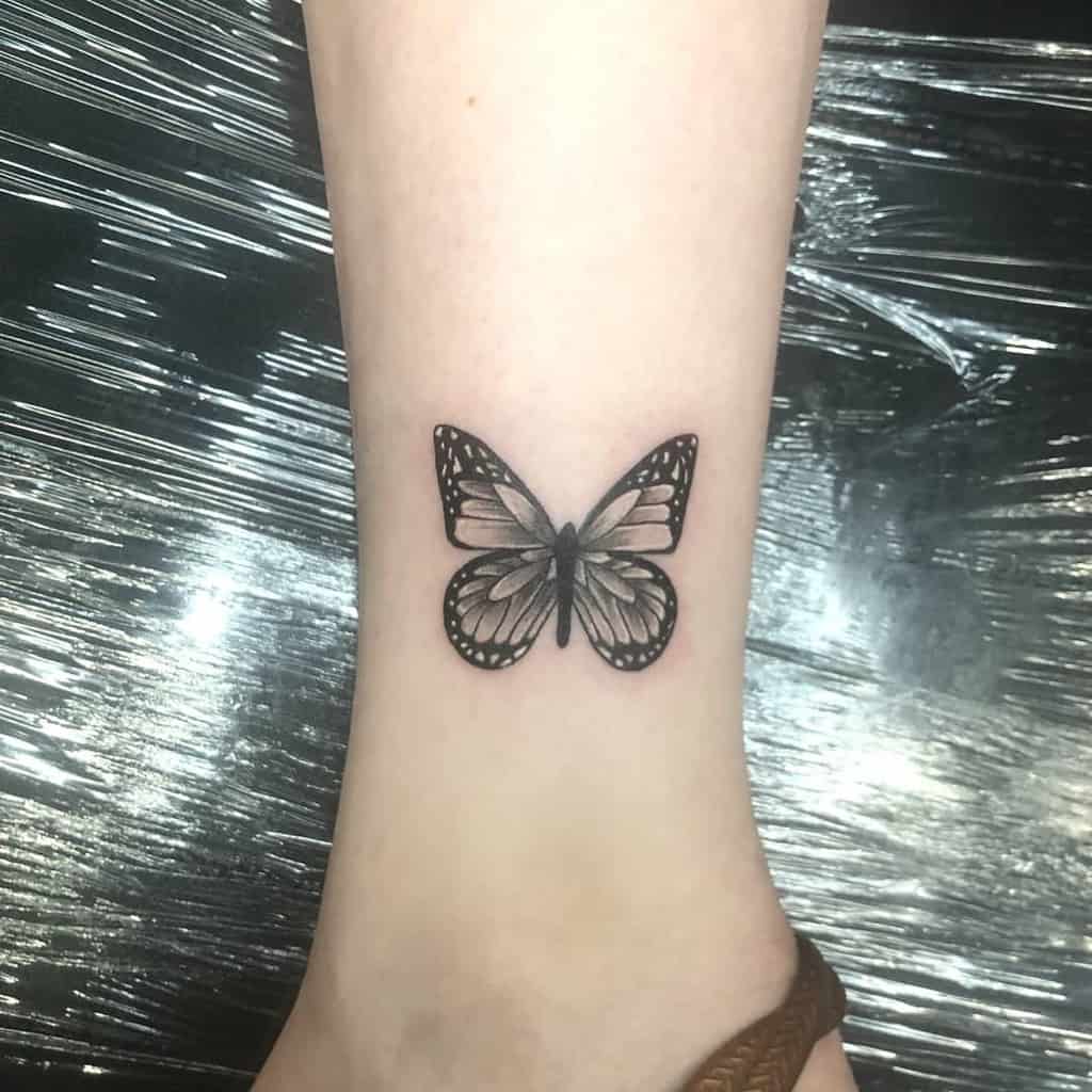 Ankle Monarch Butterfly Tattoo robertoguerreroart