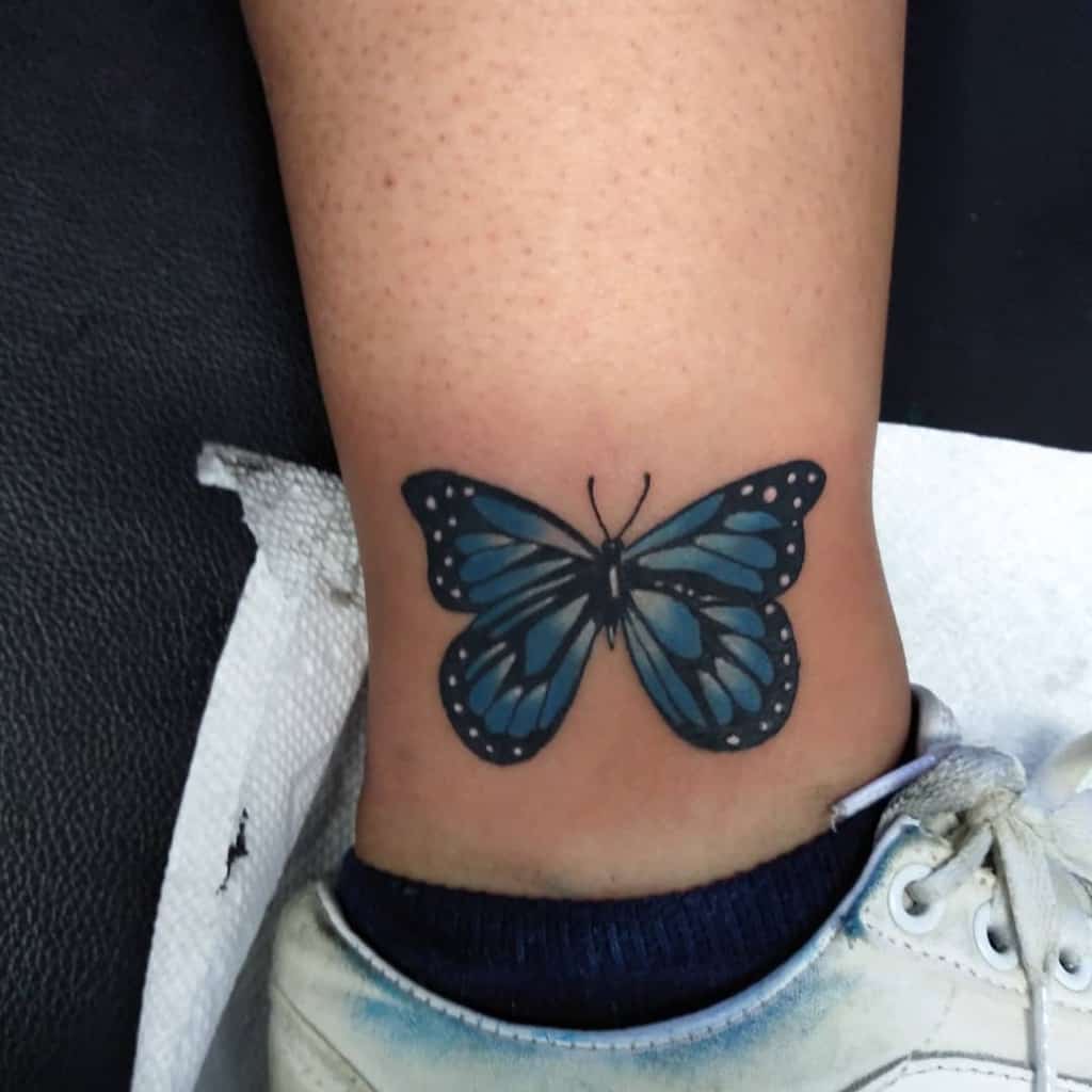 Ankle Monarch Butterfly Tattoo rudy_tattoos_