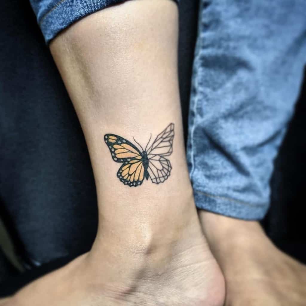 Ankle Monarch Butterfly Tattoo tattootribe
