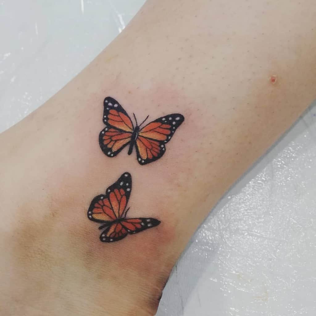 Ankle Monarch Butterfly Tattoo tiarne.hook