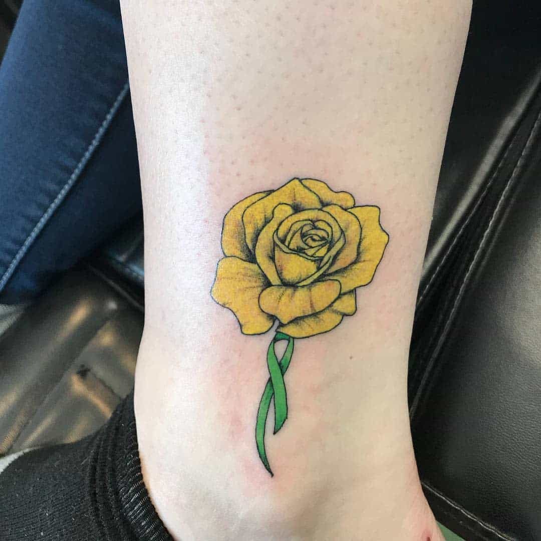Ankle Yellow Rose Tattoo -_ink_t