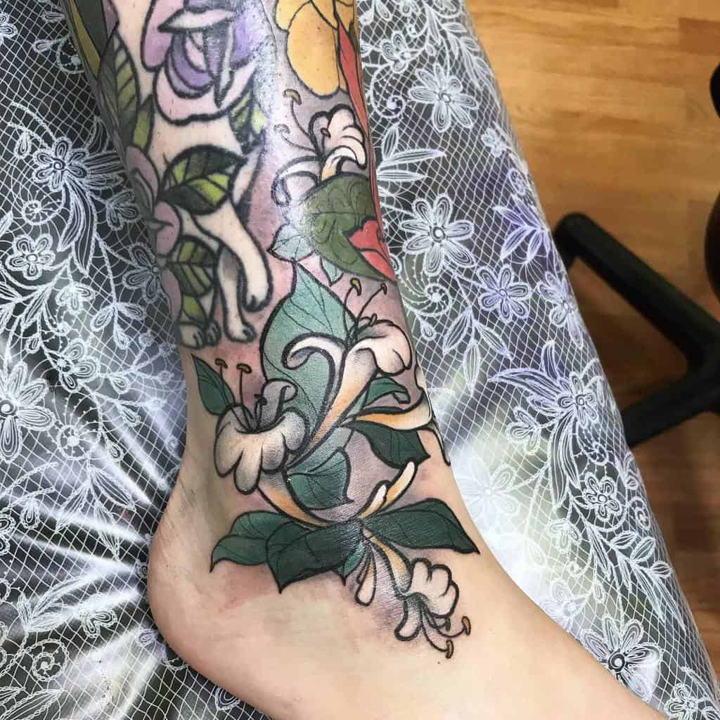 Ankle Honeysuckle Tattoos Tattoos Oldman