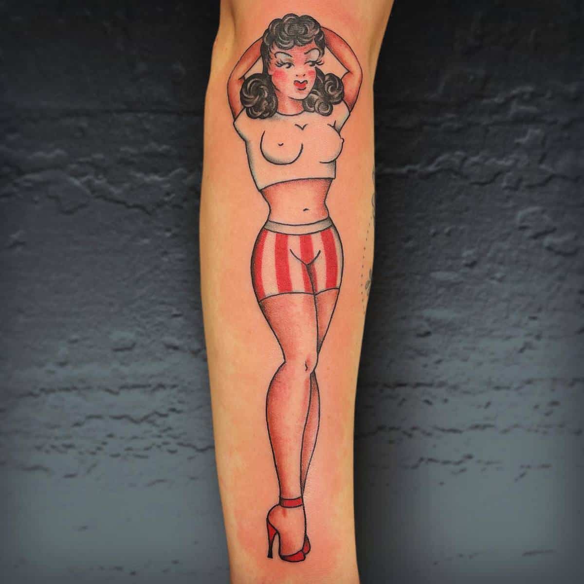 Arm Pin Up Girl Tattoo -timbecktattoos