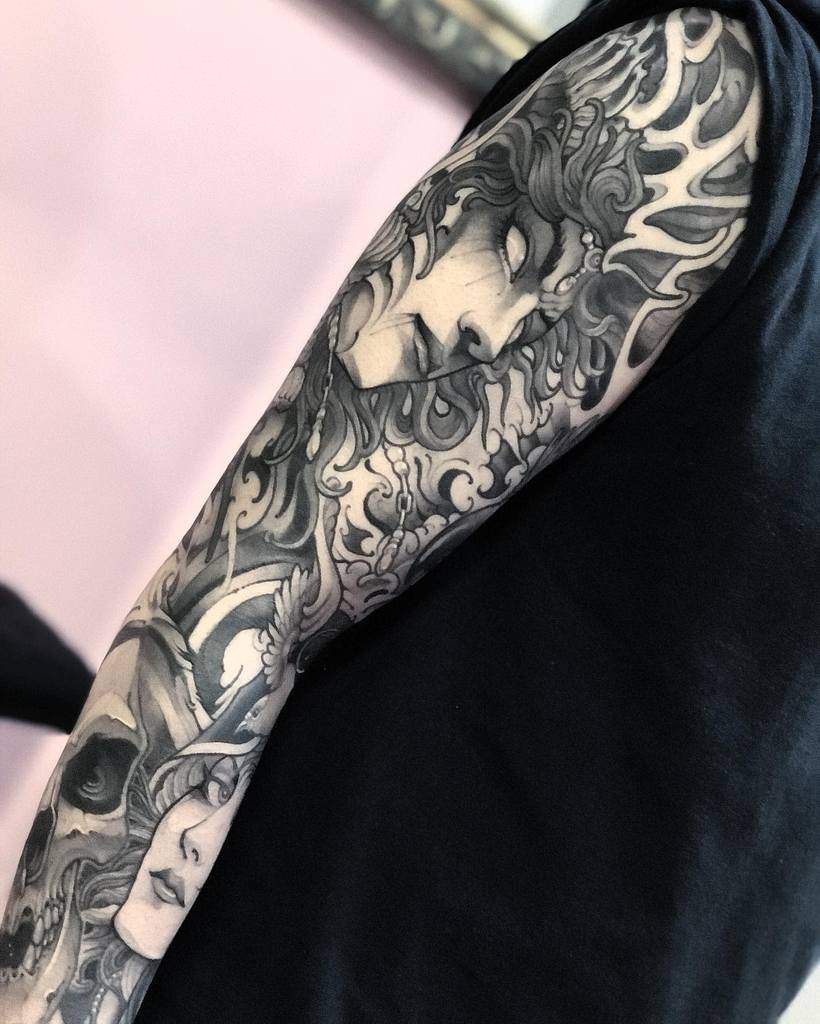 Art Nouveau Arm Sleeve Tattoo Carlosbenvenuto