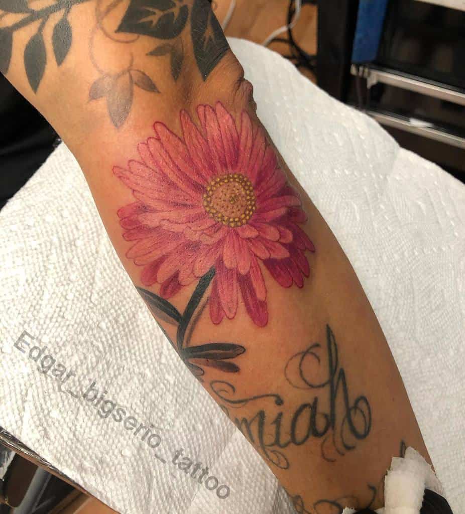 Aster Flower Forearm Tattoo edgar_bigserio_tattoo