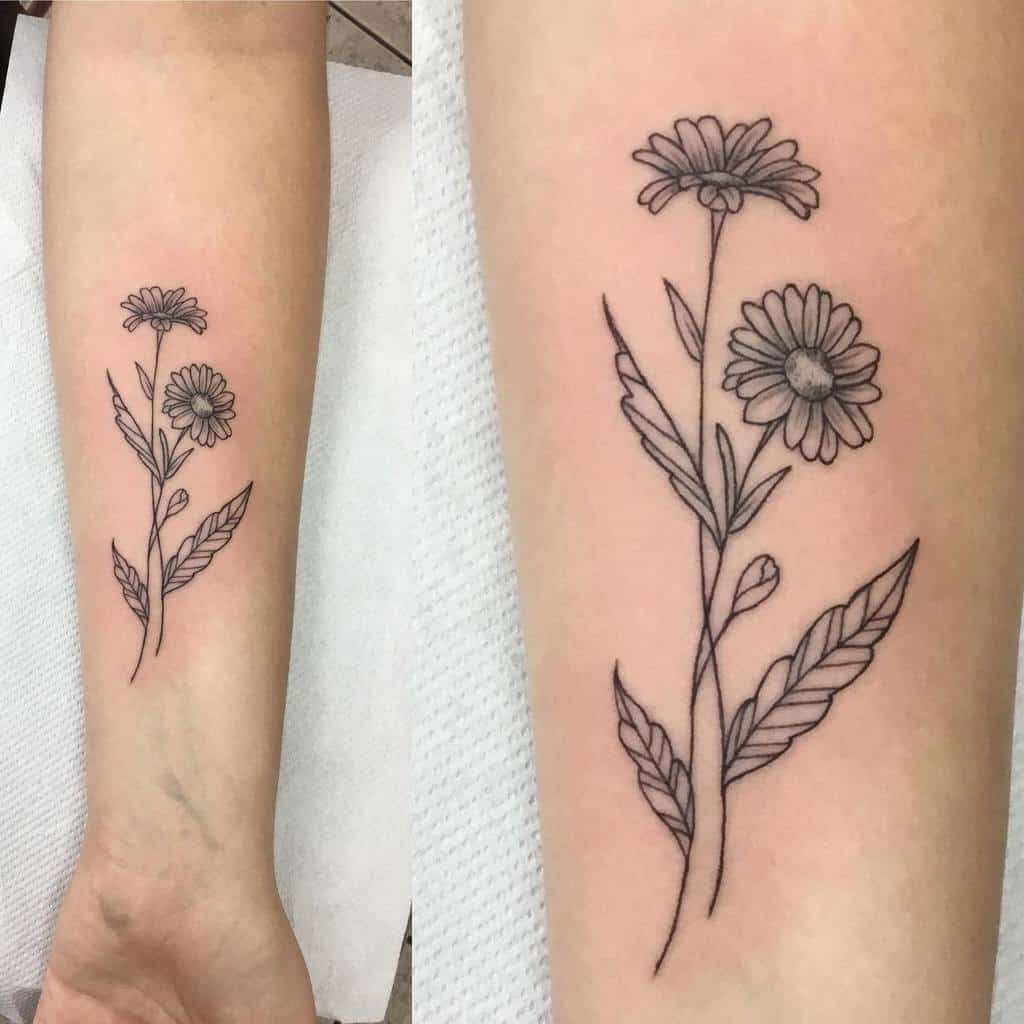 Aster Flower Forearm Tattoo flamineighttattoo