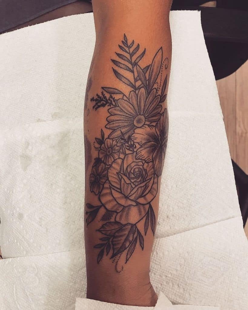 Aster Flower Forearm Tattoo geotattts