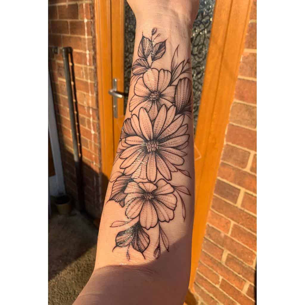 Aster Flower Forearm Tattoo naomi_roebuck