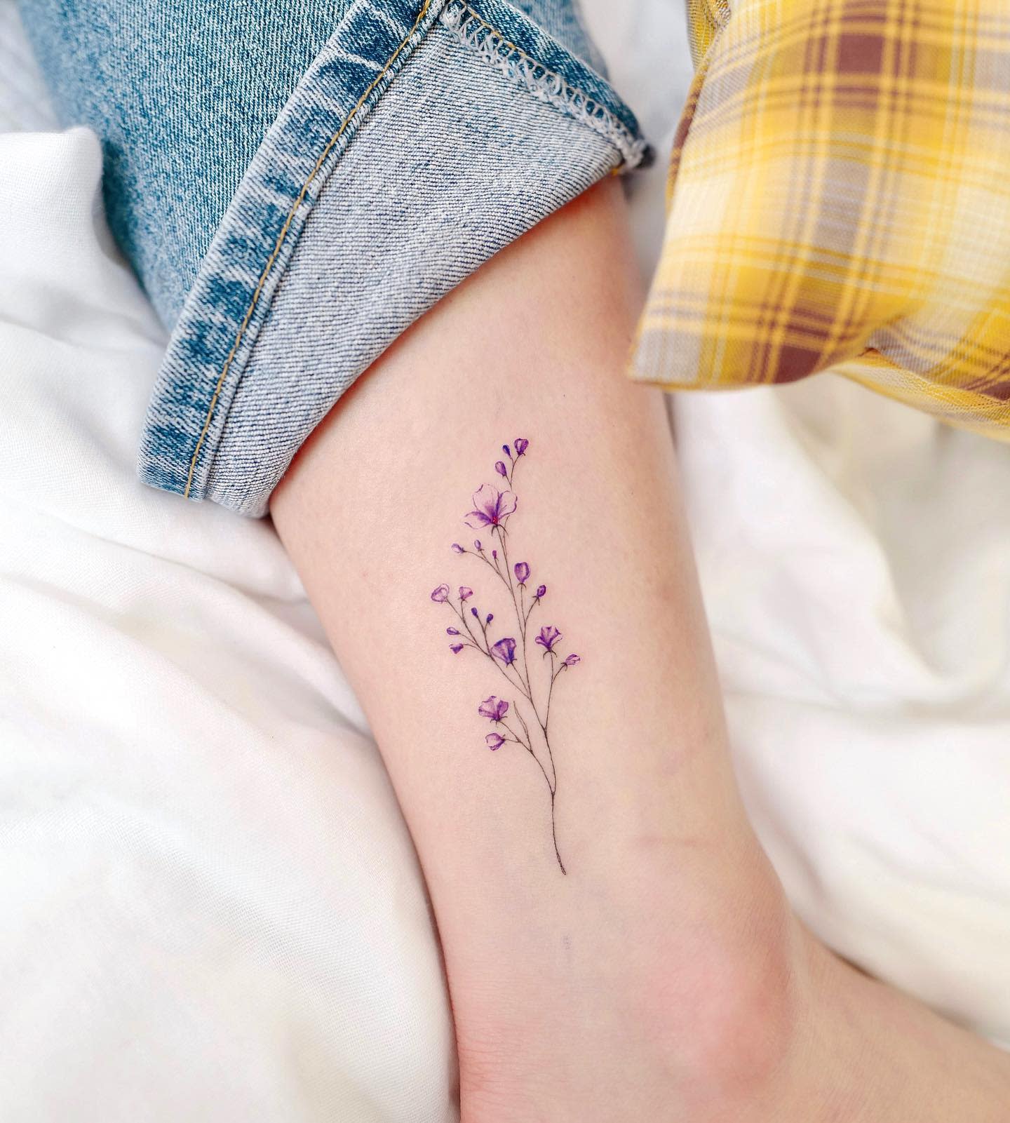 Colored Baby's Breath Tattoo -xiso_ink