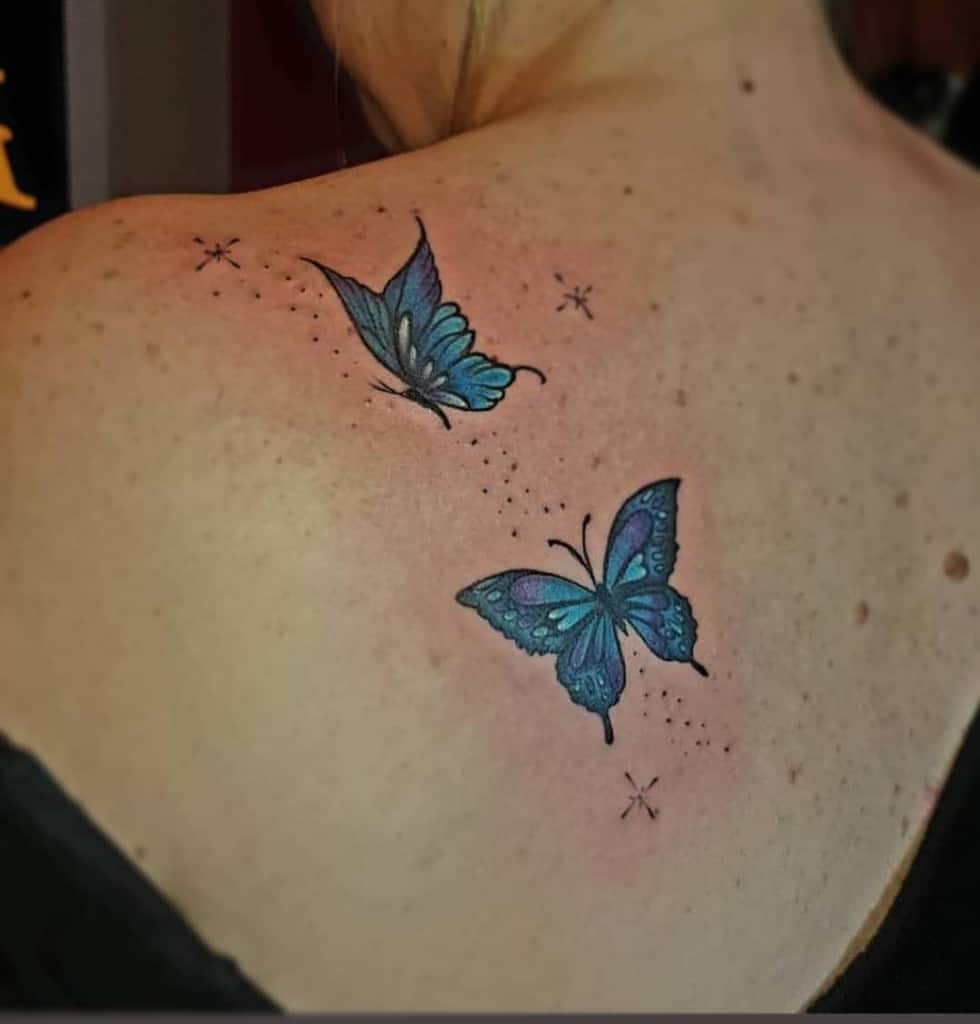 Back Blue Butterfly Tattoos griseldatatuadora