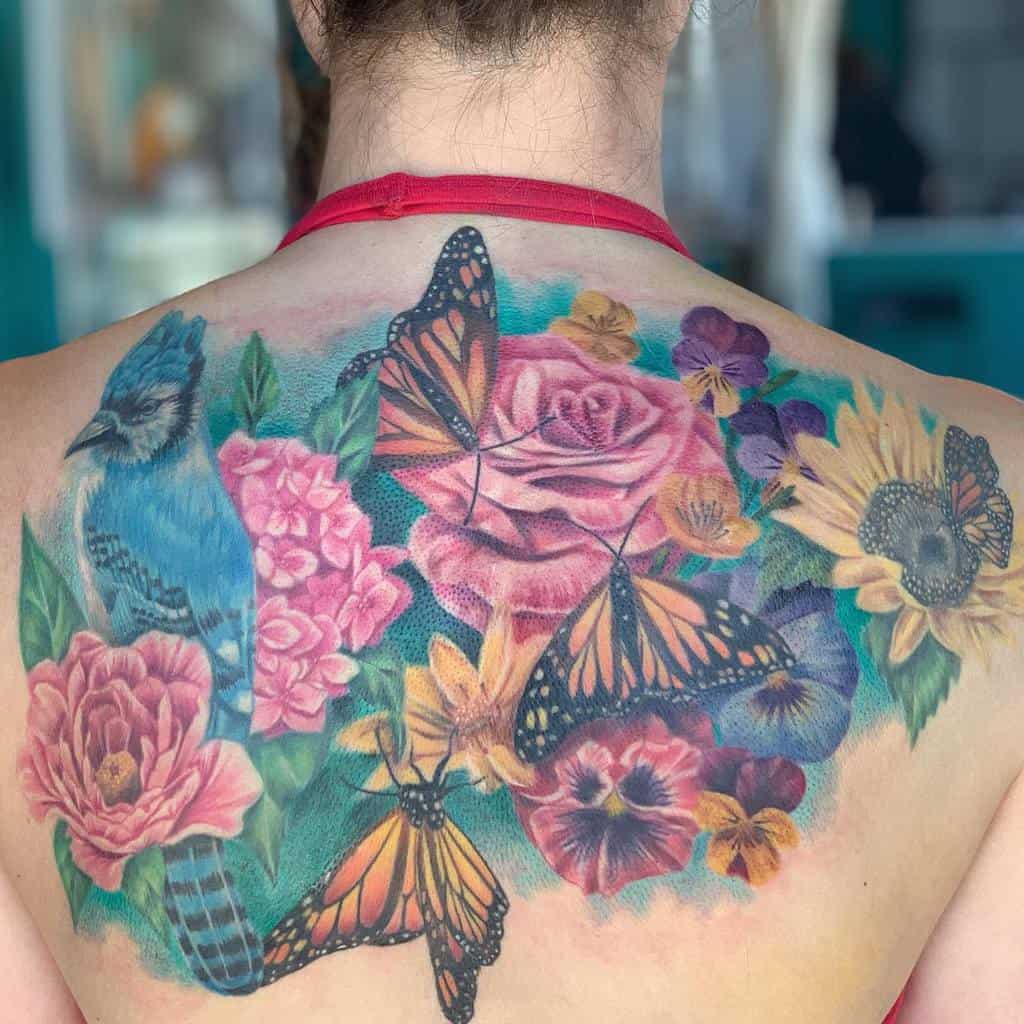 Back Monarch Butterfly Tattoo kaleijawstattoos