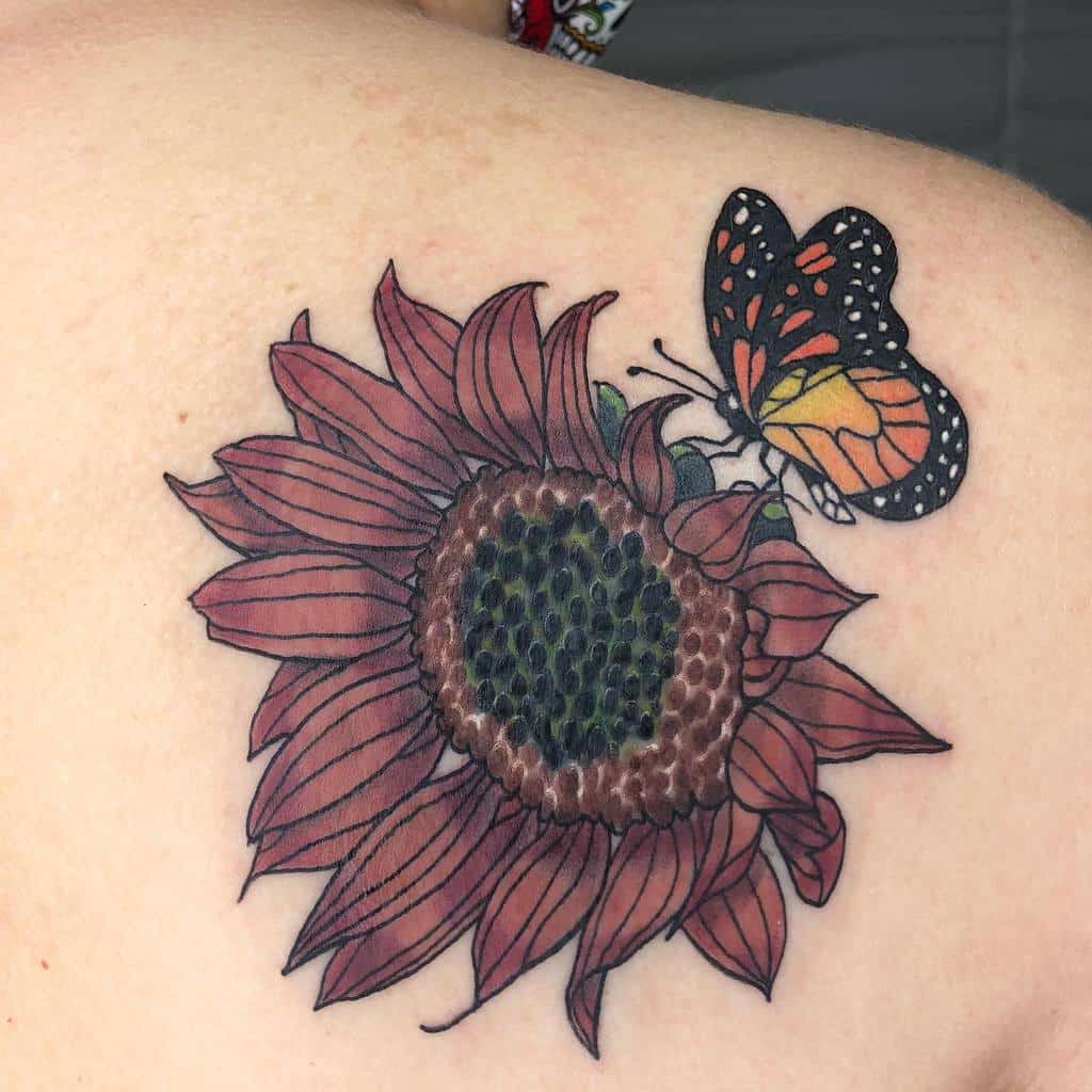 Back Monarch Butterfly Tattoo tinta_machete