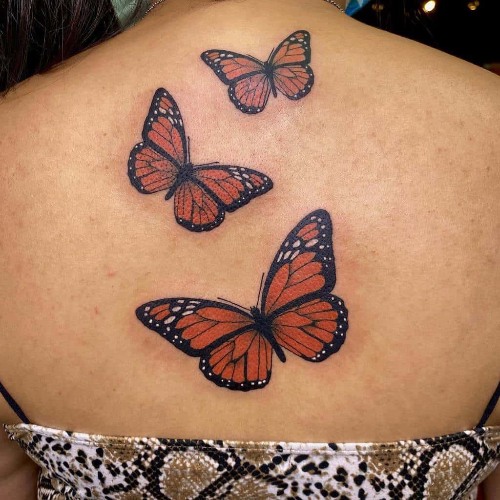 Back Monarch Butterfly Tattoo villustrated