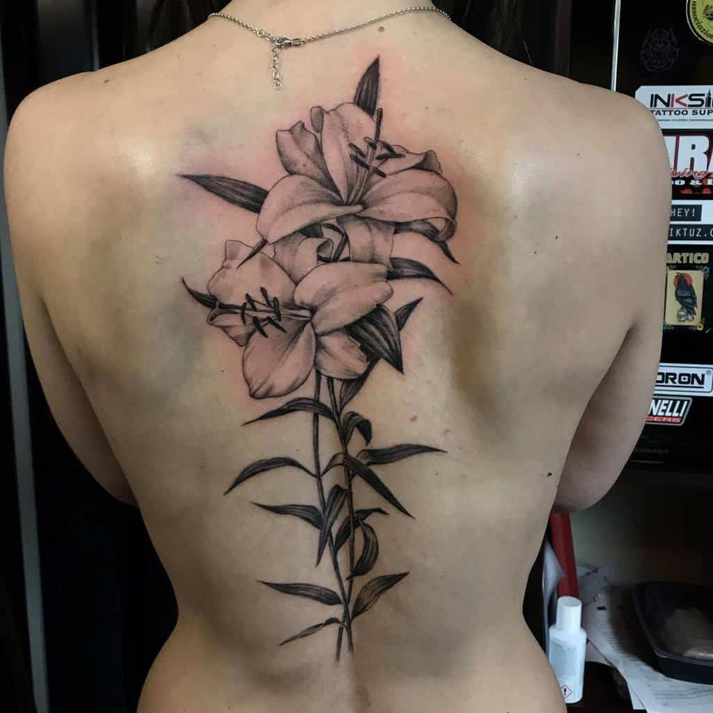 Back And Side Pieces Lily Tattoo Nerotattoostudio