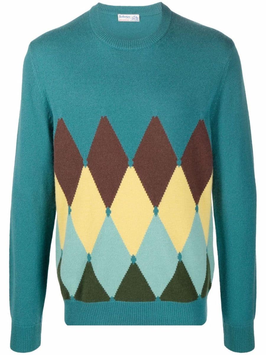 Ballantyne Argyle-Pattern Cashmere Sweater