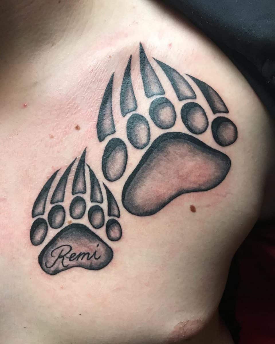 Powerful And Bold Bear Paw Tattoo Ideas