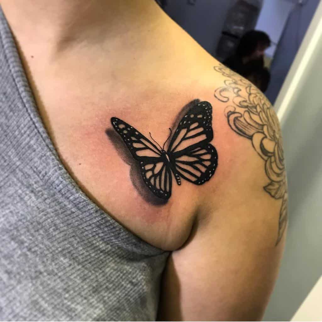 Black 3D Butterfly Tattoo 1eleventattoo