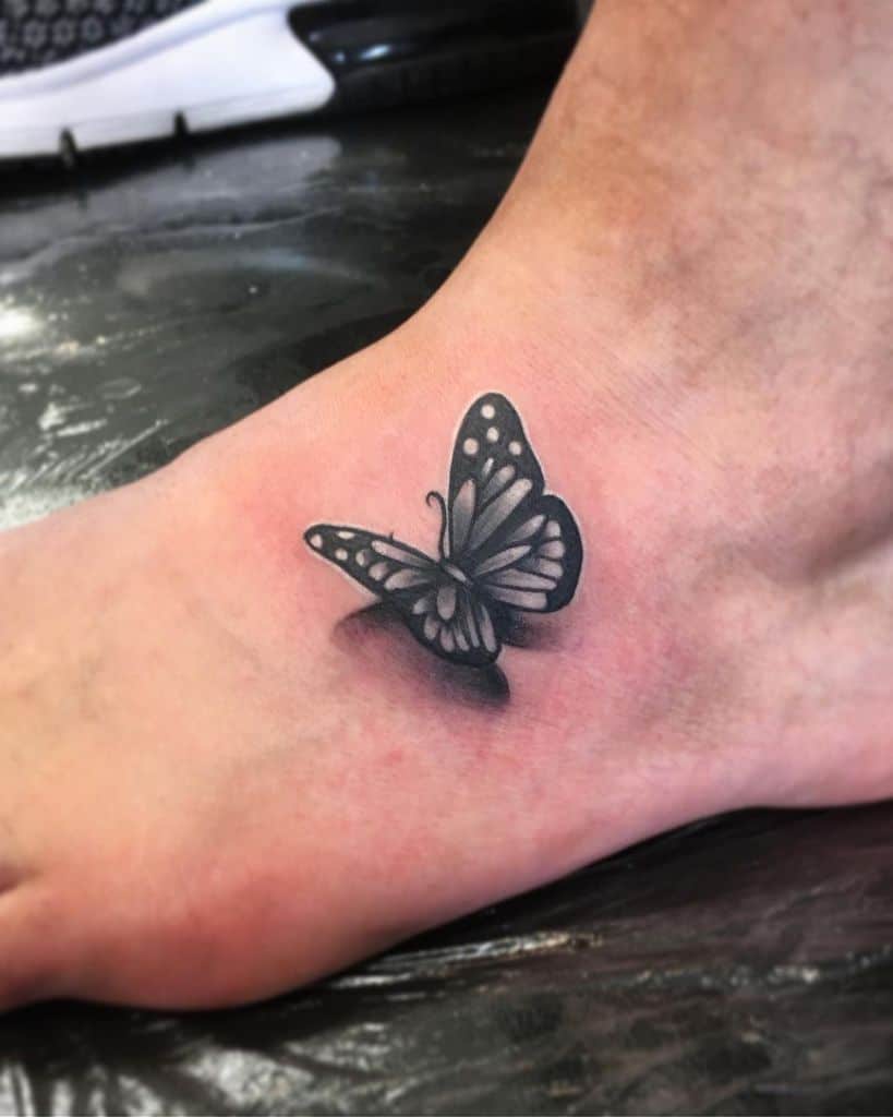 Foot 3D Butterfly Tattoo Blacky