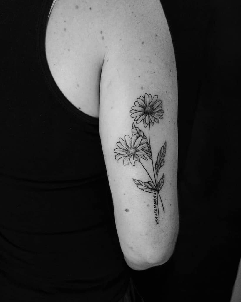 Black Aster Flower Tattoo adi_kotrock