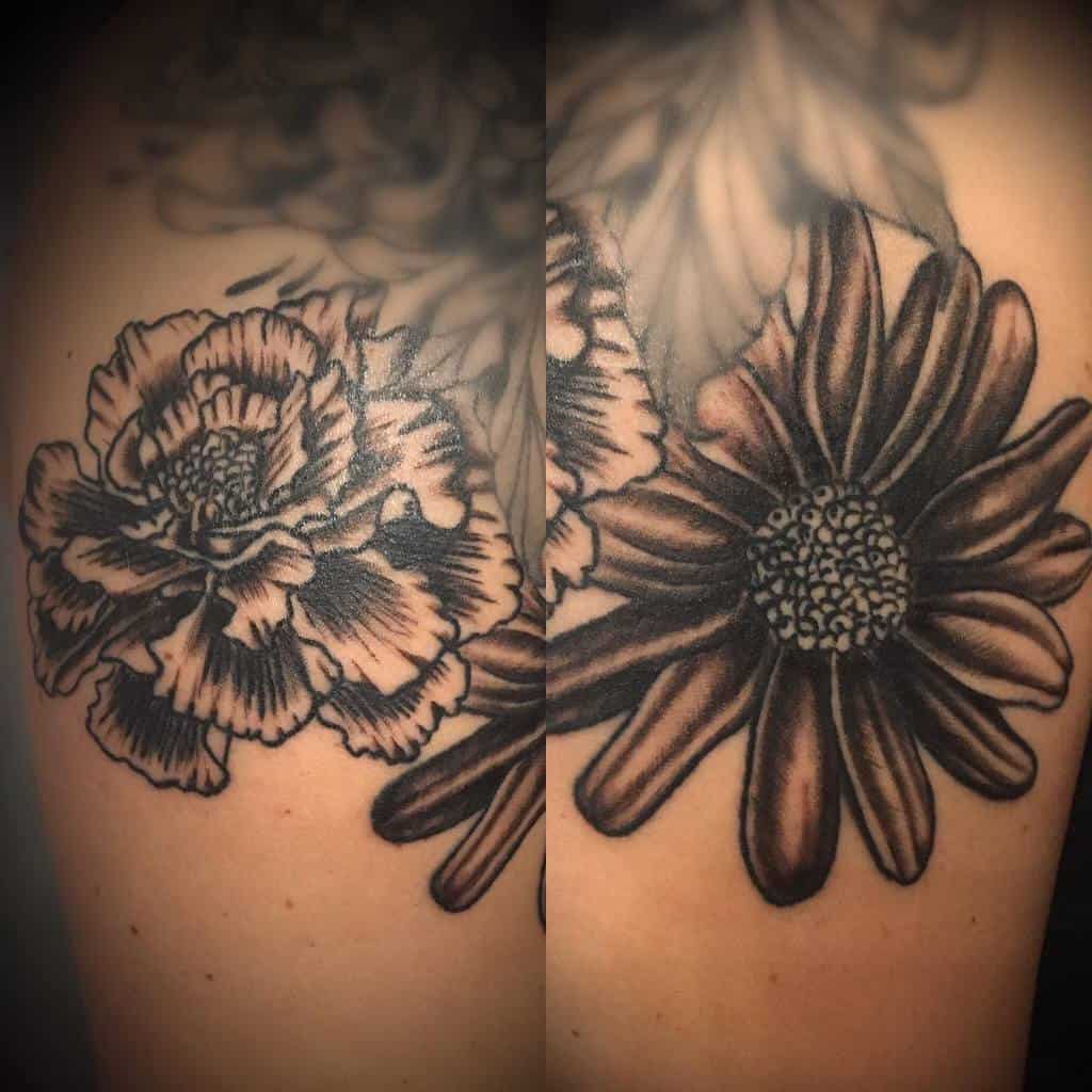 Black Aster Flower Tattoo eklunk