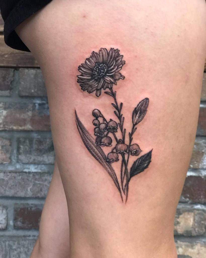 Black Aster Flower Tattoo tiannaos