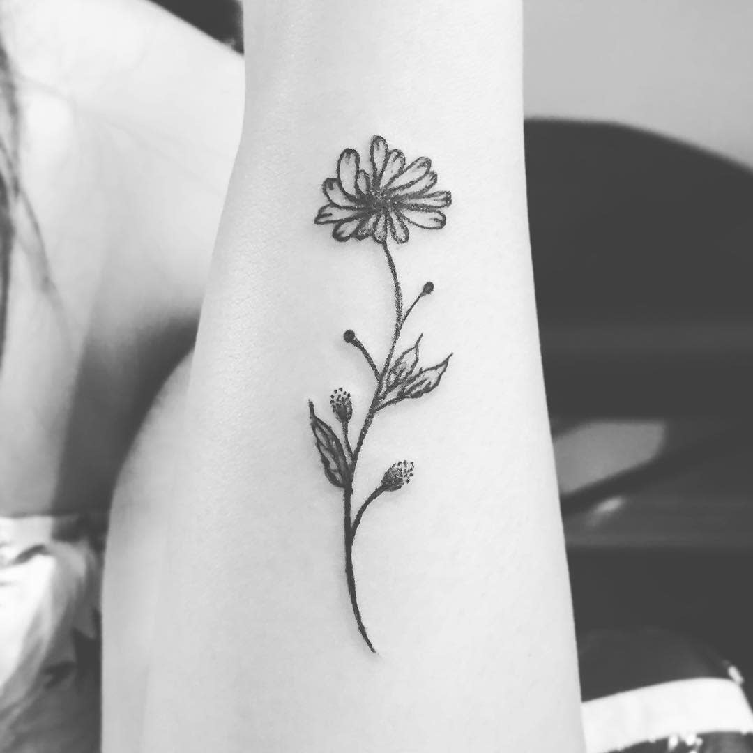 Black Aster Flower Tattoo victorious.ink