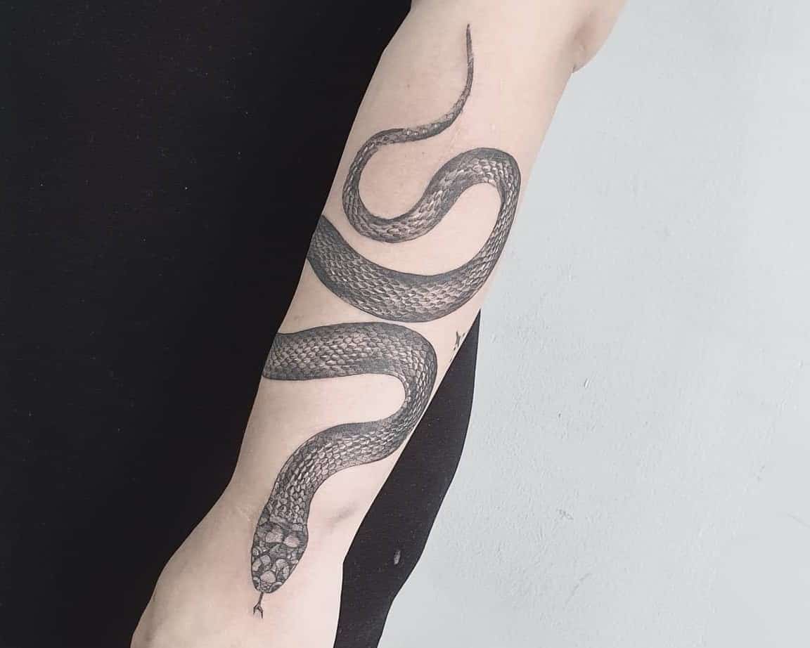 a black and white s - shaped snake tattoo design, an | Stable Diffusion
